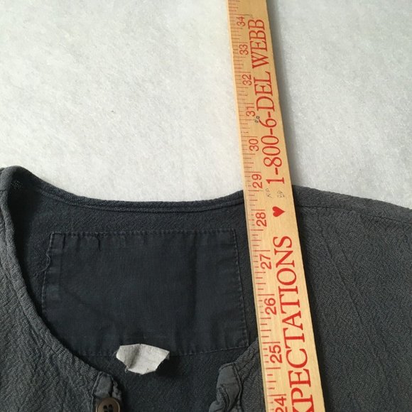 Cotton Palm V NECK 1/4 Button Front large camp paradise relax gray Vintage beach - Picture 5 of 8